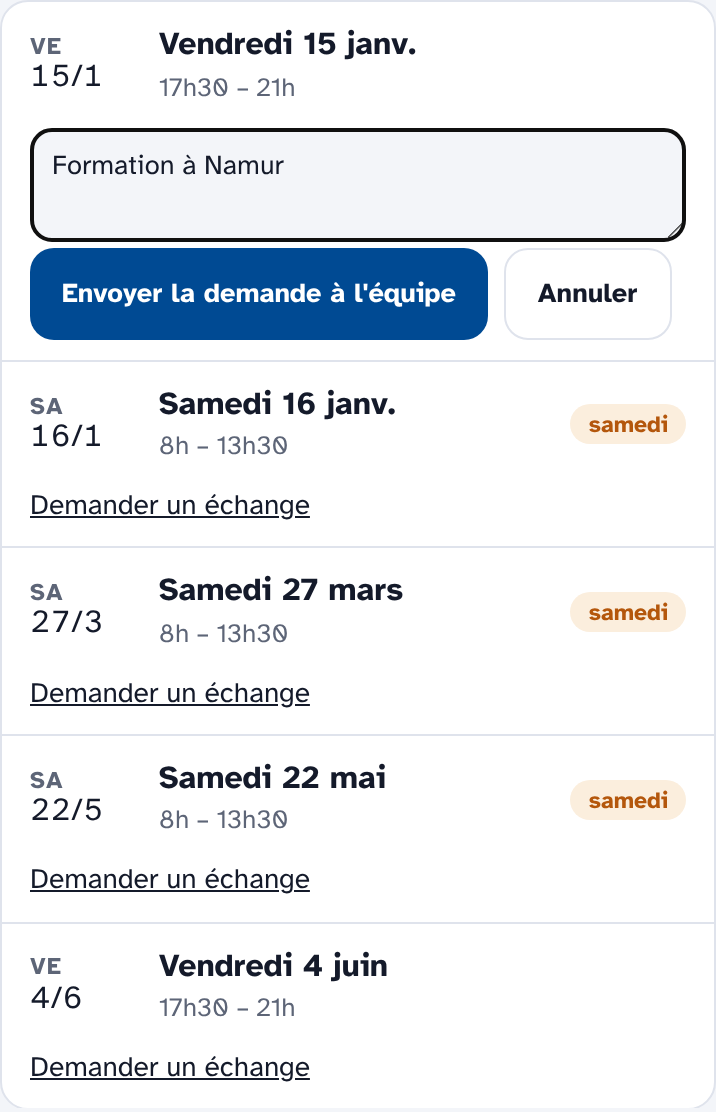 Permanence avec le formulaire de demande d'échange