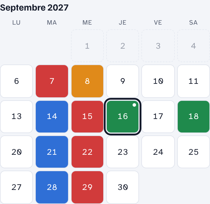 Calendrier des souhaits colorié